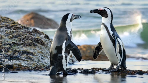 penguins on the rocks