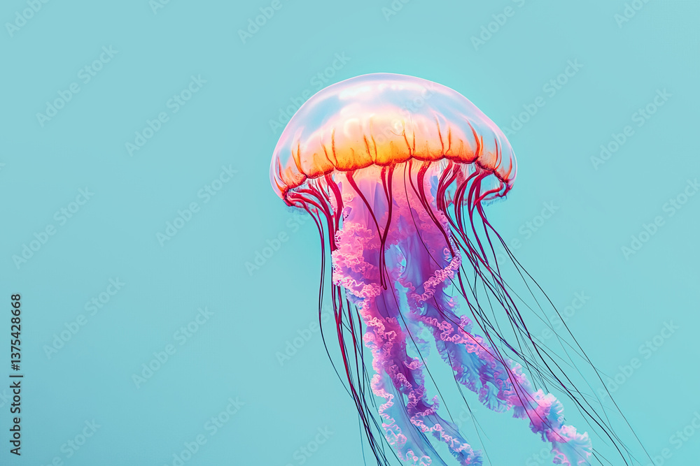 Beautiful jellyfish gracefully gliding through clear ocean waters Beautiful jellyfish gracefully gliding through clear ocean waters