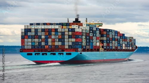 cargo ship in the blue ocean