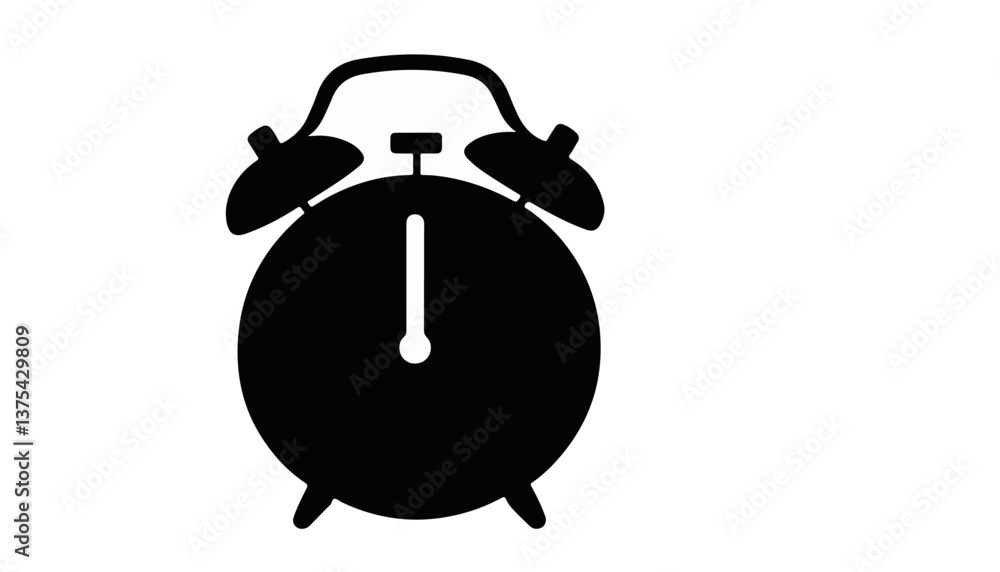 Minimalist Alarm Clock Silhouette Icon for Time and Wake-Up Concepts Minimalist Alarm Clock Silhouette Icon for Time and Wake-Up Concepts
