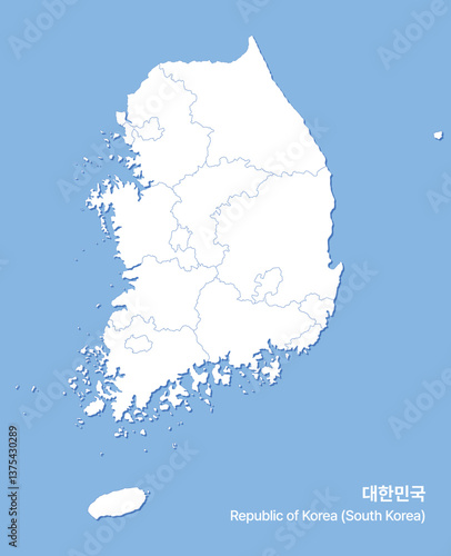 제주도와 독도가 포함된 대한민국 지도.