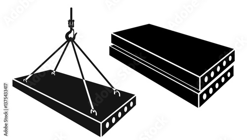 Precast Concrete Panels, black isolated silhouette
