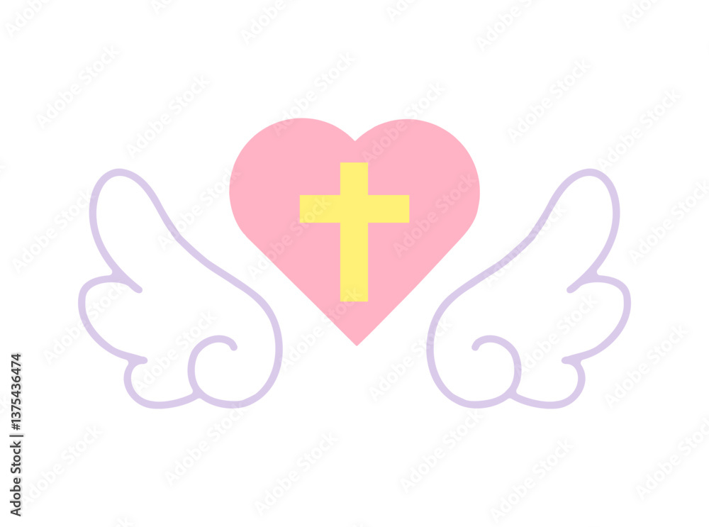 Obraz premium 天使の羽 クロスハート