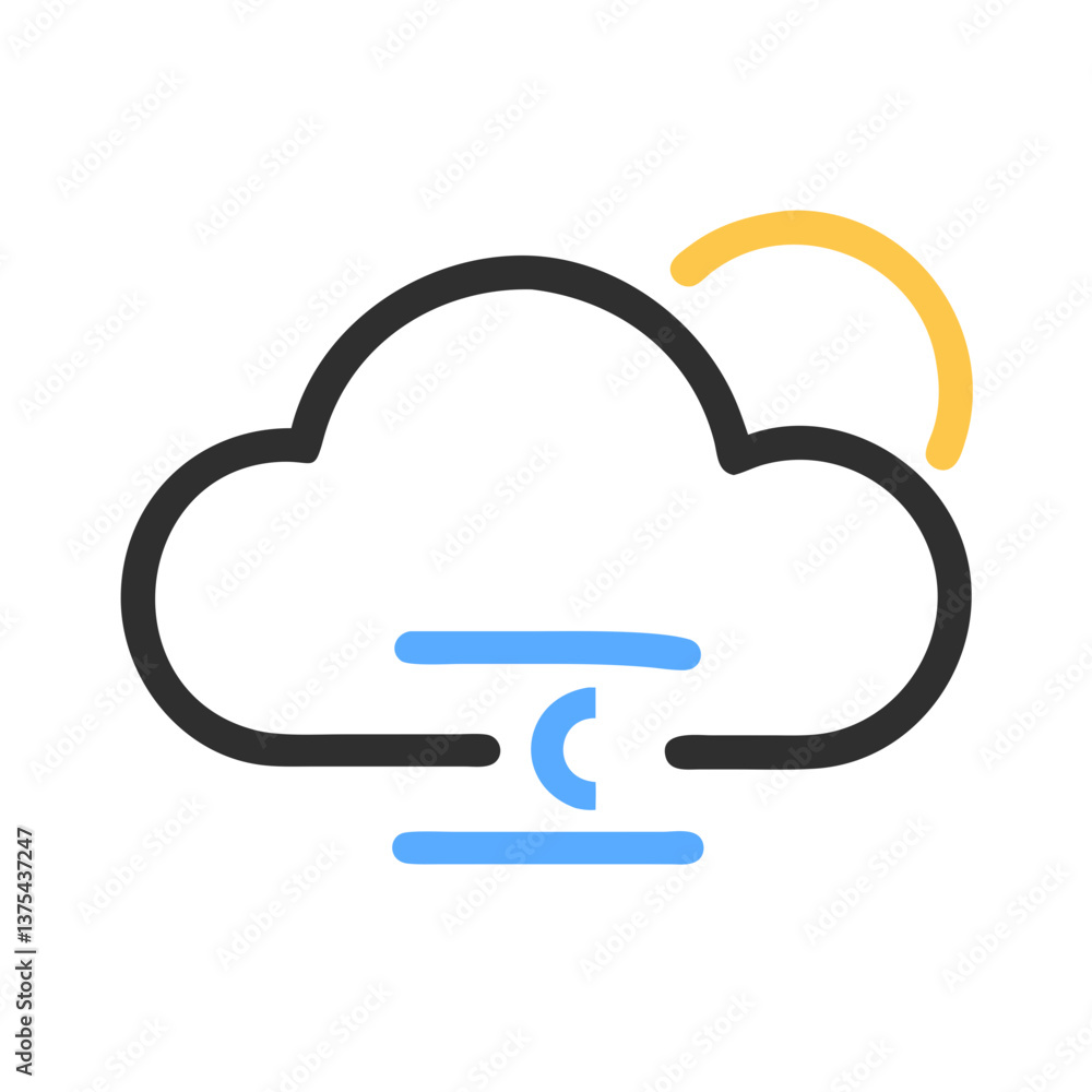 Nighttime cloud and moon icon in flat style Nighttime cloud and moon icon in flat style