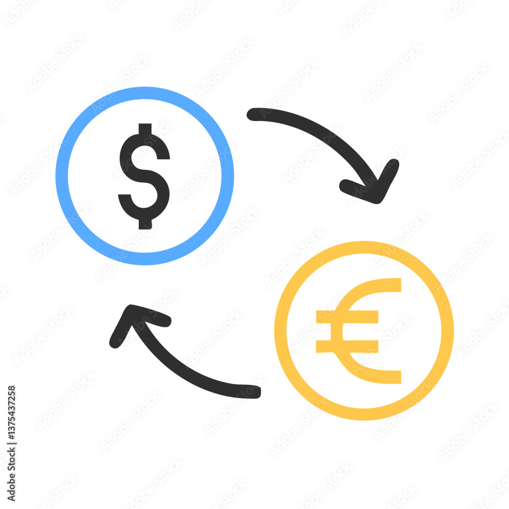 Dollar and euro currency exchange icon