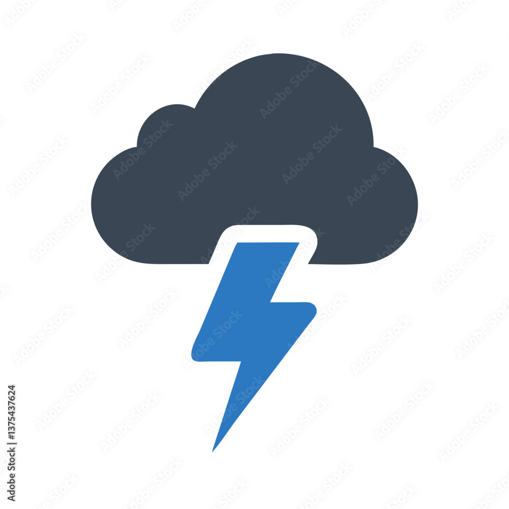 Thunderstorm cloud icon with lightning bolt Thunderstorm cloud icon with lightning bolt