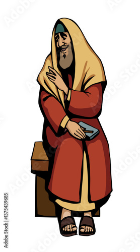 Vector drawing. Old jewish man