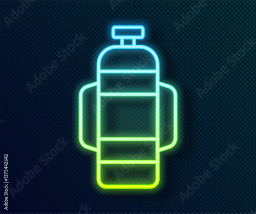 Glowing neon line Aqualung icon isolated on black background. Oxygen tank for diver. Diving equipment. Extreme sport. Diving underwater equipment. Vector