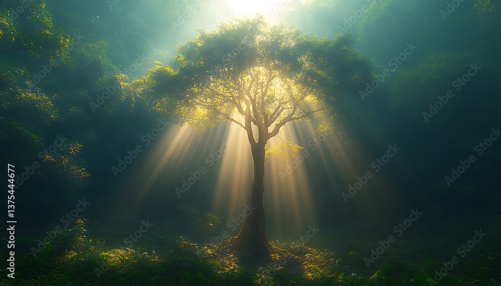 Obraz premium Sunlight through jungle tree