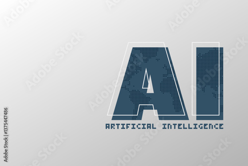 Artificial intelligence. Deep learning. Smart digital technology. AI vector illustration for science, programming, presentation, concept design, business, future. Dotted World Map