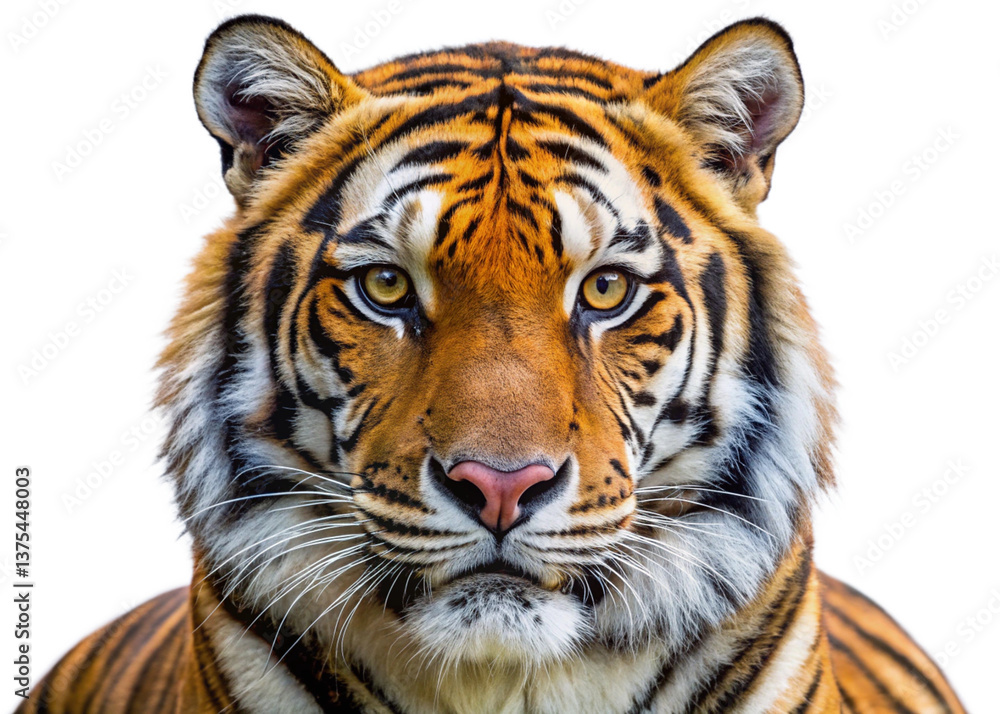 Obraz premium Close up portrait of a Bengal tiger isolated on white png transparent background