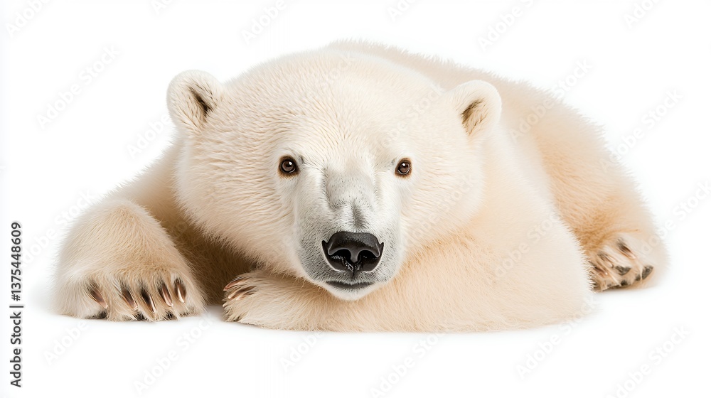 Close Up of a Young Polar Bear Cub on White Background Close Up of a Young Polar Bear Cub on White Background