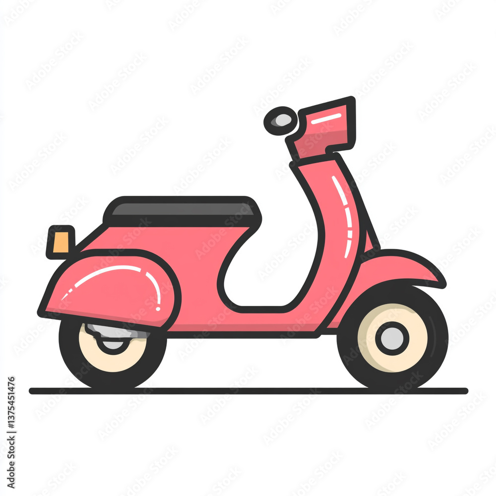 A moped icon with bold outline. Simple ikkustration style isolated white background. A moped icon with bold outline. Simple ikkustration style isolated white background.
