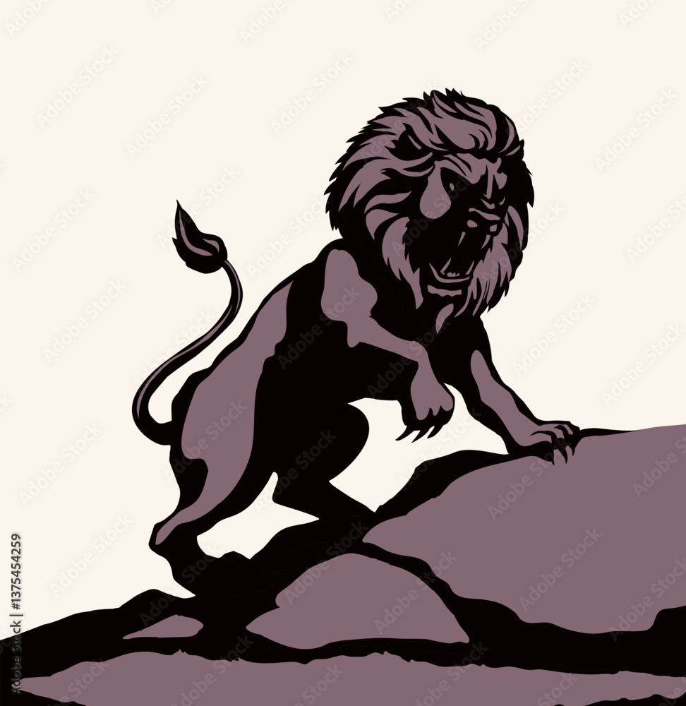Obraz premium Vector drawing. An angry lion