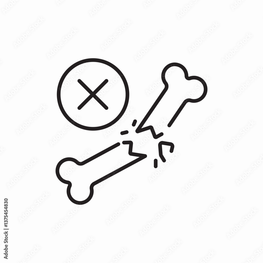 Broken bone veterinary care icon vector sign Broken bone veterinary care icon vector sign