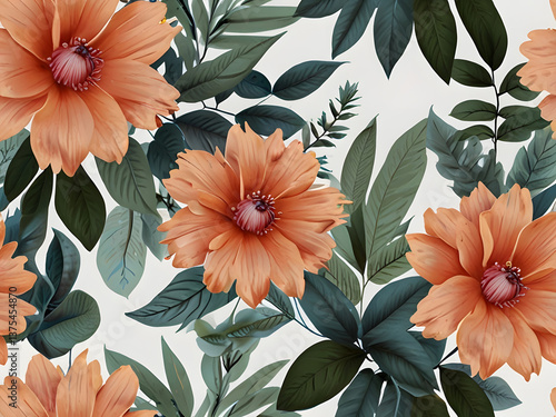 Pastel Joba flower Elegance: Botanical Harmony of Flower and Leaves on a Clean White Canvas – High-Quality PNG Image for Versatile Design Needs