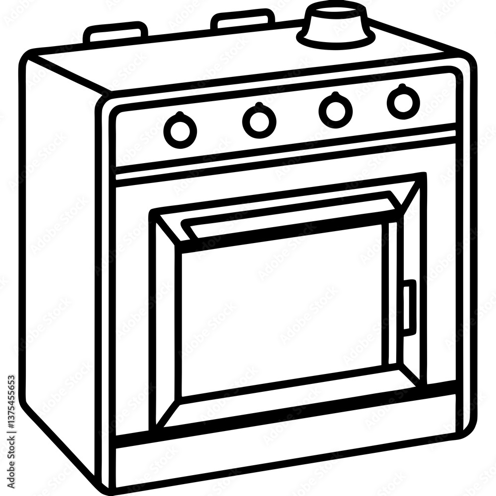 a line art illustration of a modern oven, perfect for culinary and cooking-related projects. It is designed with clean lines and a minimalist style a line art illustration of a modern oven, perfect for culinary and cooking-related projects. It is designed with clean lines and a minimalist style