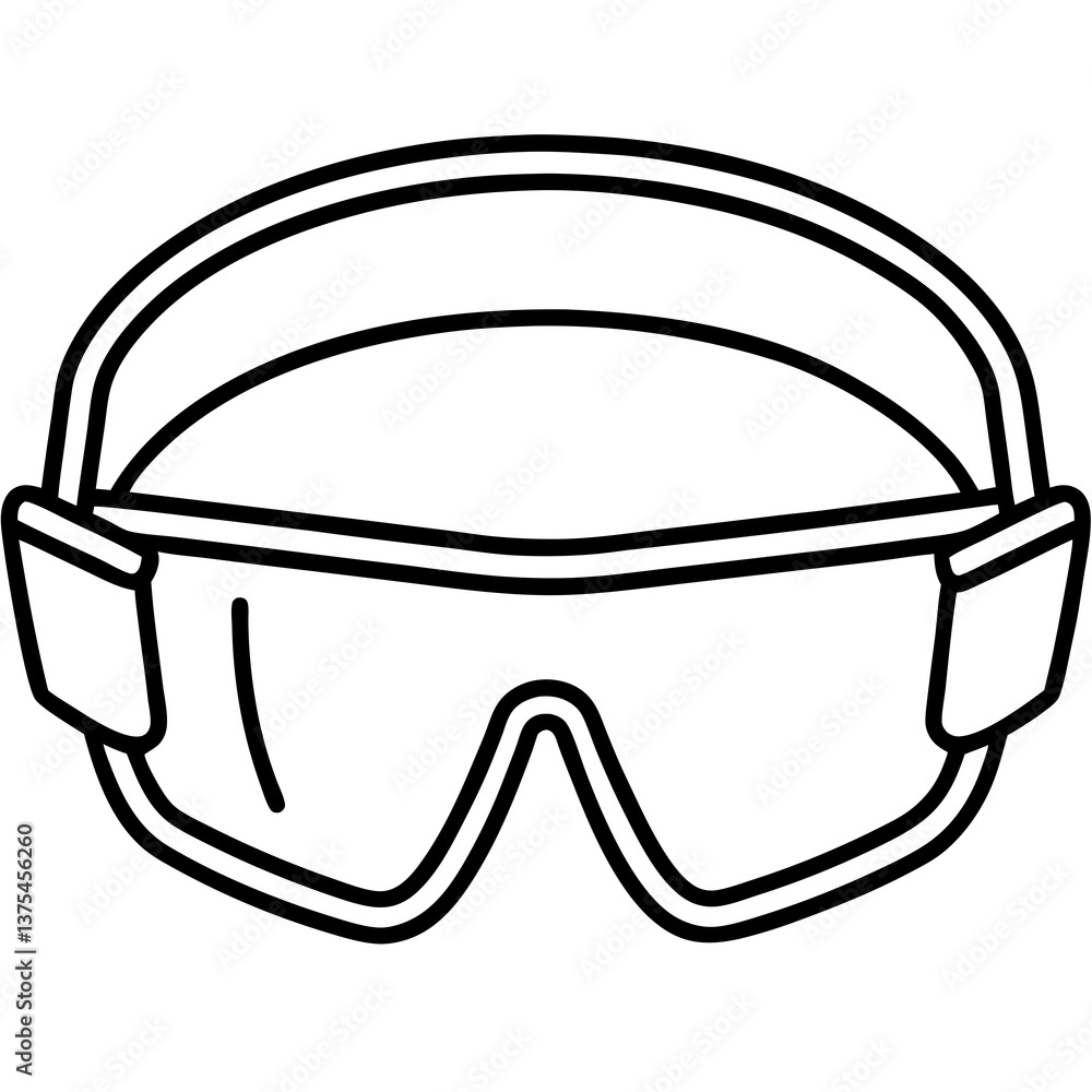 a line drawing of safety goggles. The image showcases the essential features of safety eyewear, ready for use in a work environment a line drawing of safety goggles. The image showcases the essential features of safety eyewear, ready for use in a work environment