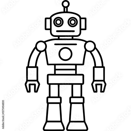 a cute and simple robot design, ideal for technology and science illustrations