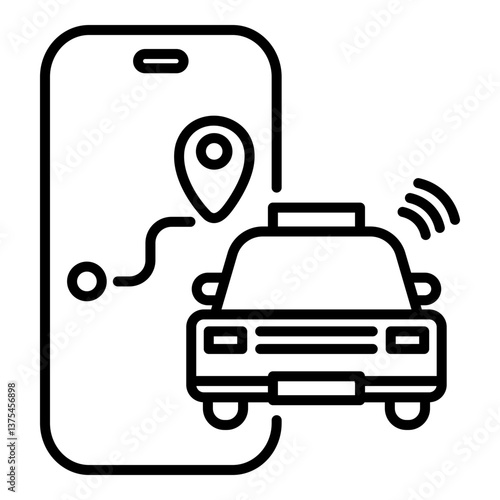 ride hailing app line icon