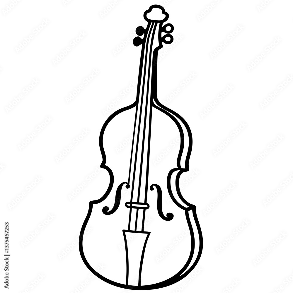 Fototapeta premium a detailed illustration of a double bass, showcased with elegant lines and contours