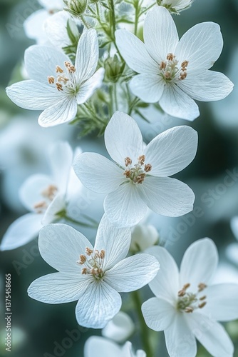 White Laceflower Close Up of Orlaya grandiflora Delicate Flowers with Lacey Effect in Natural Light