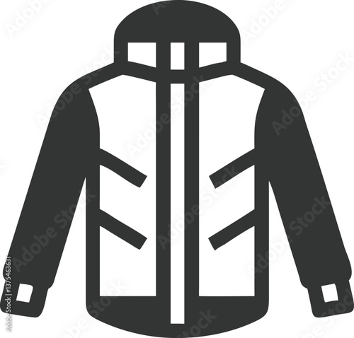 Clothing Icon Design of a Winter Jacket with Transparent Background