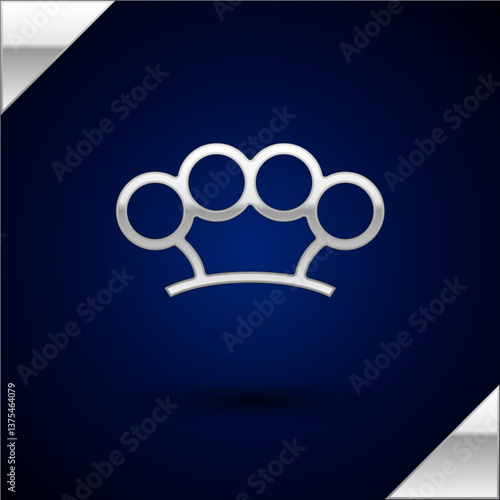 Silver Brass knuckles icon isolated on dark blue background. Vector