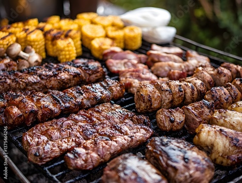 58. A South African braai with grilled meats and pap