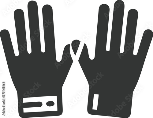 Dark Gray Pair of Protective Gloves with Transparent Background