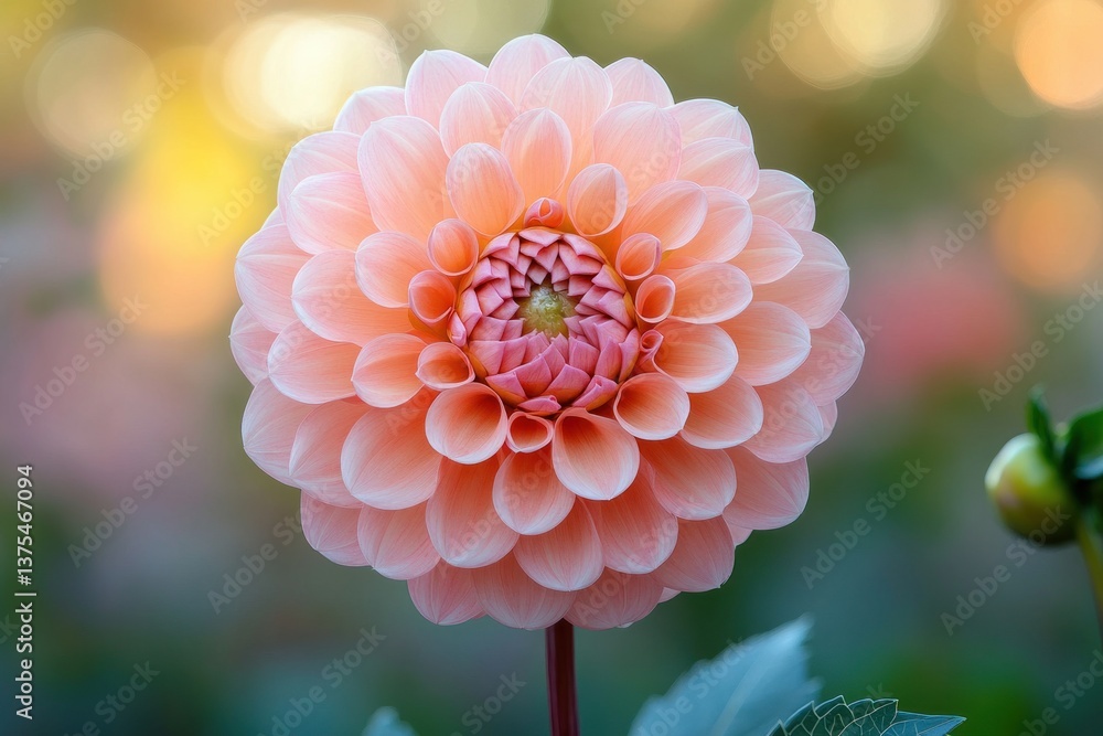 Close Up of Pink Dahlia Flower in Bloom with Green Foliage and Soft Natural Light Close Up of Pink Dahlia Flower in Bloom with Green Foliage and Soft Natural Light