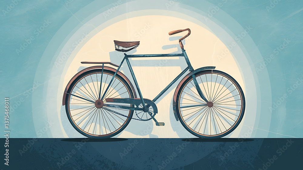 Fototapeta premium Vintage bicycle muted tones retro style graphic design
