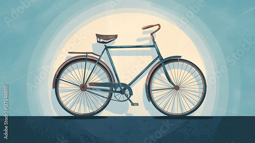 Wallpaper Mural Vintage bicycle muted tones retro style graphic design Torontodigital.ca