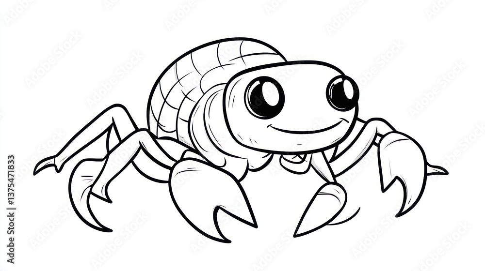 Obraz premium Cute cartoon crab illustration, white background, children's book