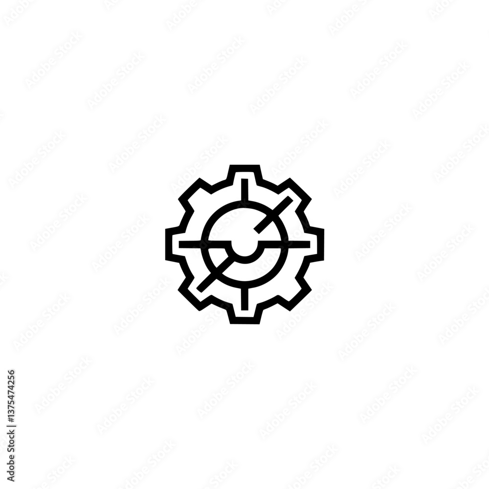Minimalist Gear Icon with Crosshair – Targeting Solutions Concept Minimalist Gear Icon with Crosshair – Targeting Solutions Concept