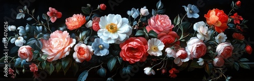 Wallpaper Mural Dark Still Life of Vibrant Flowers with Chiaroscuro Lighting Asymmetrical Floral Arrangement Torontodigital.ca