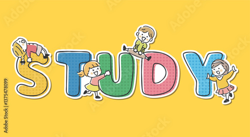 英語と子供たちのイラスト