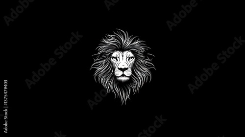 Majestic lion head, dark background, wildlife portrait, digital art, wallpaper