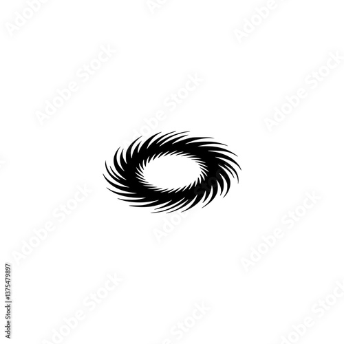 Abstract Black and White Swirl Design on Cream Background