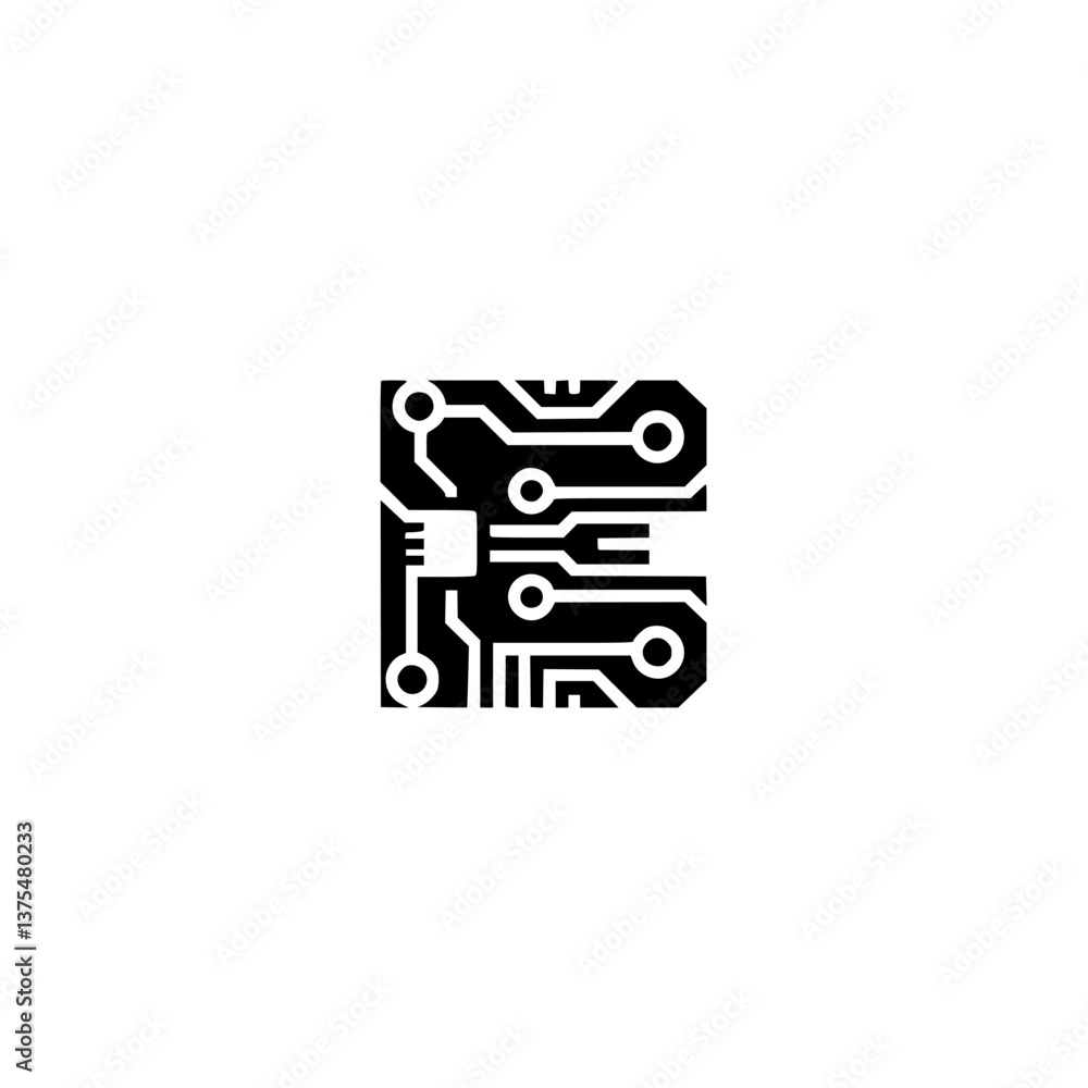 Fototapeta premium Tech Logo: Circuit Board Lettermark 