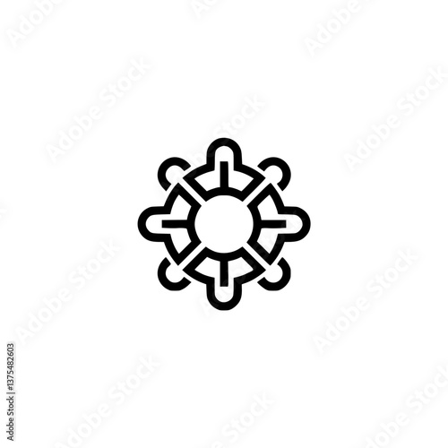 Minimalist Dharma Wheel Icon on White Background