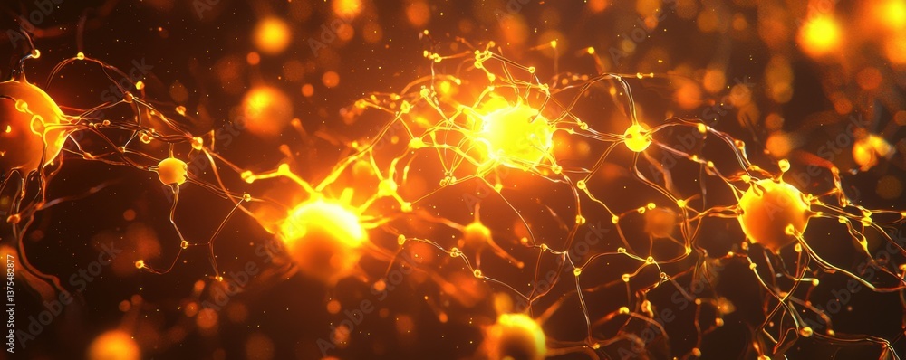 Abstract depiction of interconnected neurons emitting light, showcasing the complexity and beauty of neural networks and brain activity. Abstract depiction of interconnected neurons emitting light, showcasing the complexity and beauty of neural networks and brain activity.