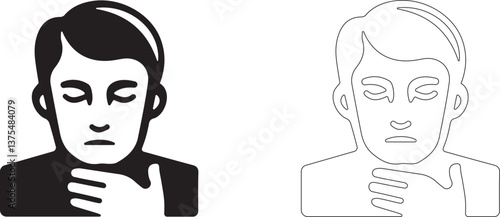 Man holds his throat with his hand and closes his eyes.