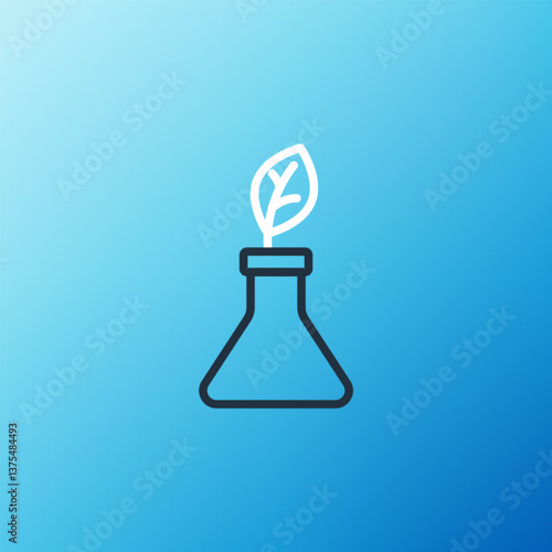 Line Plant breeding icon isolated on blue background. Plants growing in the test tubes. Organic food ,agriculture and hydroponic. Colorful outline concept. Vector