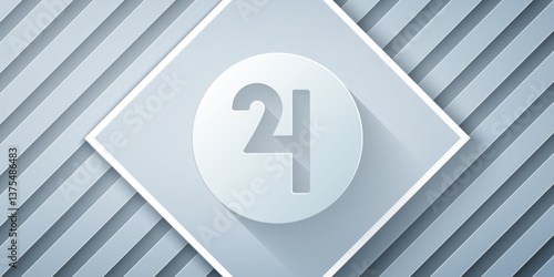 Paper cut Ancient astrological symbol of Jupiter icon isolated on grey background. Astrology planet. Zodiac and astrology sign. Paper art style. Vector