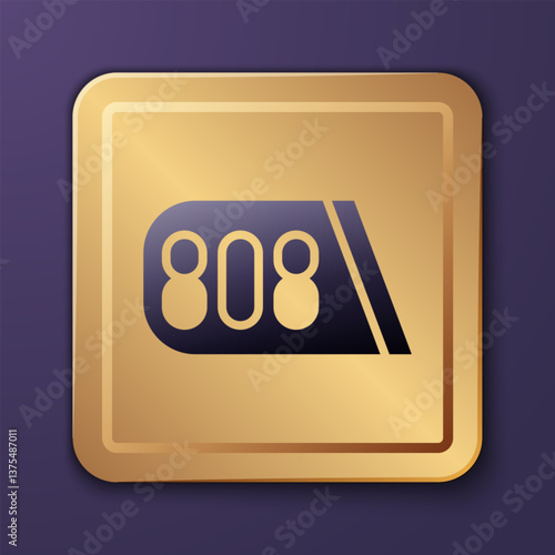 Purple Drum machine music producer equipment icon isolated on purple background. Gold square button. Vector