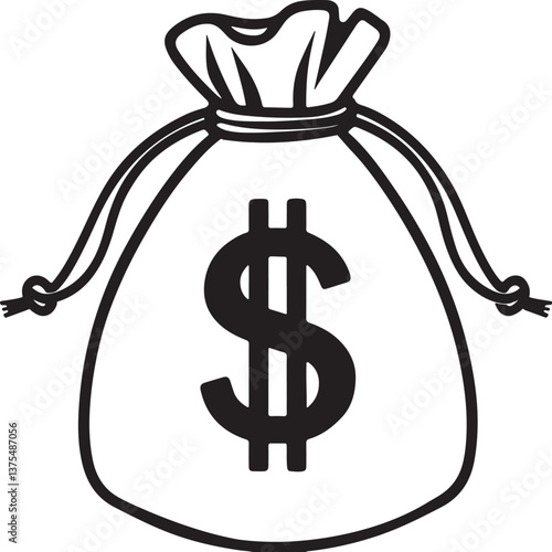 Golden money bag with dollar sign representing wealth and financial success