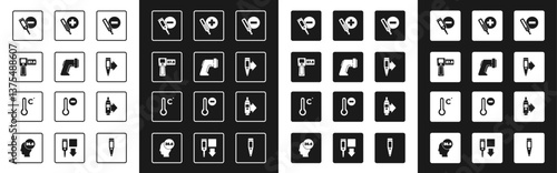 Set Medical thermometer, Digital, and Meteorology icon. Vector