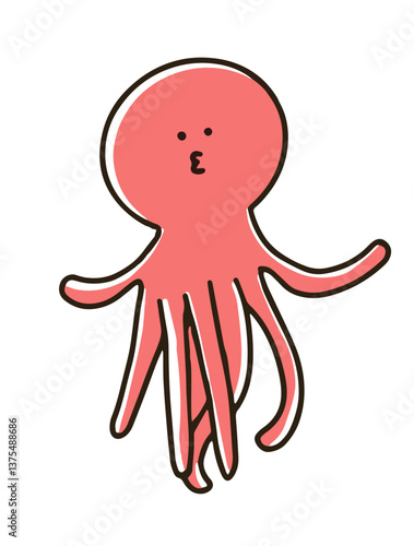 ゆるくてかわいいタコのイラスト
