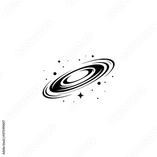 Minimalist Galaxy Illustration: Black & White Cosmic Design